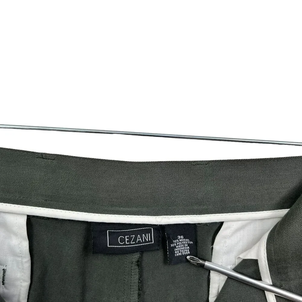 Cezani Mens Chino Shorts Stretch Pleated Slash Pockets Green Size W36*